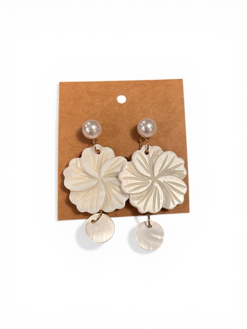 Pearl Top Ivory Floral Drop Earrings